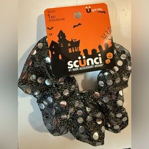 NWT Scunci Black and Silver Halloween hair Scrunchie